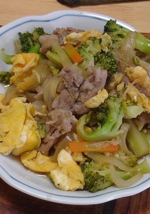 ブロッコリーと豚肉のふんわり卵炒め-レシピのメイン写真