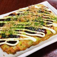 รูปของ れんこんでふんわり♡米粉のお好み焼き