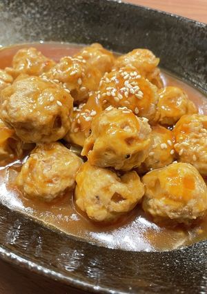 豆腐でヘルシー！揚げない肉団子の甘酢あん-レシピのメイン写真