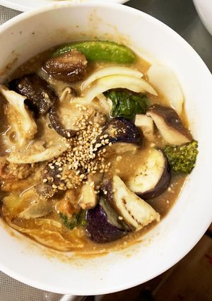 根菜茄子コク旨きな粉梅肉味噌味野菜炒め-レシピのメイン写真