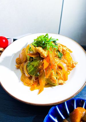 戻し不要！副菜に！お手軽鶏挽肉チャプチェ-レシピのメイン写真