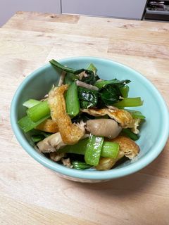 小松菜シャキっ!油揚げカリっ!ツナ炒め-レシピのメイン写真