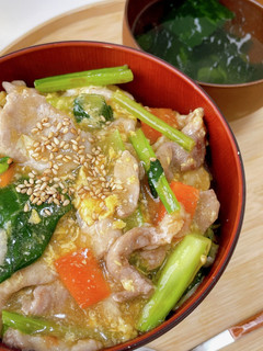 豚こまと小松菜の中華風あんかけ丼-レシピのメイン写真