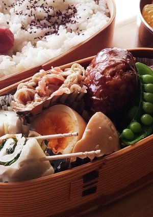早朝弁当★前日準備!卵なしハンバーグ-レシピのメイン写真
