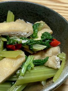 【簡単】若(葉)ごぼうと油揚げの煮浸し-レシピのメイン写真