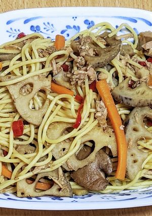 れんこんきんぴらパスタ♡ 396kcal-レシピのメイン写真