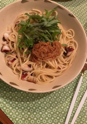 タコと大葉の和風ペペロンチーノパスタ-レシピのメイン写真