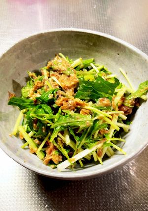 サバ味噌煮缶で簡単♪水菜サラダ-レシピのメイン写真