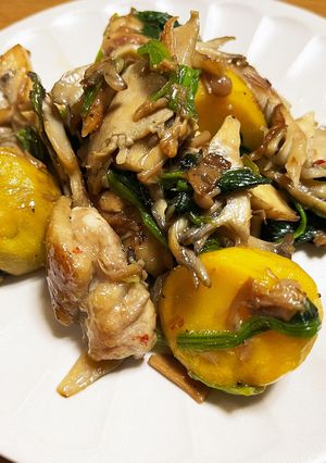 インカのめざめと鶏もも肉の舞茸炒め！！-レシピのメイン写真