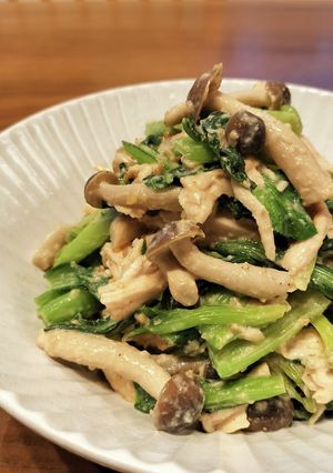 鶏ハムと小松菜のごま味噌和え QC-レシピのメイン写真