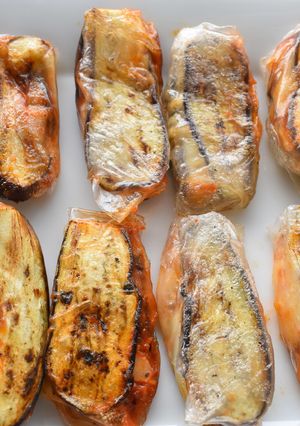 ライスぺーパーでなすのトマチーズ包み焼き-レシピのメイン写真