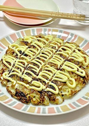 米粉でキャベツとサバ缶のお好み焼き-レシピのメイン写真
