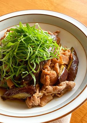 ご飯にのっけて！茄子と豚肉のピリ甘辛炒め-レシピのメイン写真