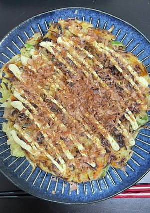 野菜たっぷり！ヘルシー米粉お好み焼き。-レシピのメイン写真
