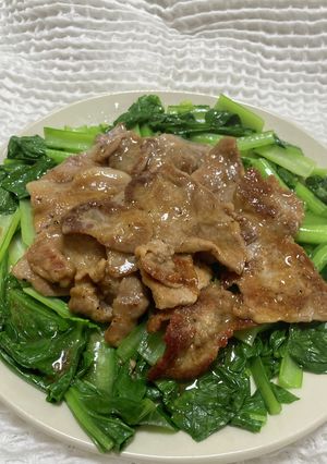 マカ豚肉照り焼き　小松菜添え-レシピのメイン写真
