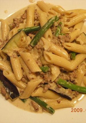 なすとひき肉のカレークリームパスタ-レシピのメイン写真
