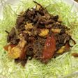 牛肉とトマトと卵のウスターソース炒め