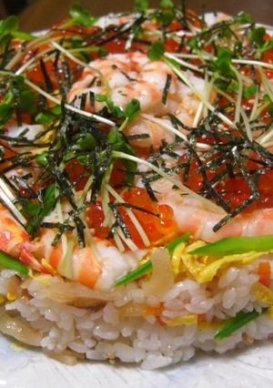 ちらし寿司ケーキ風雛まつり-レシピのメイン写真