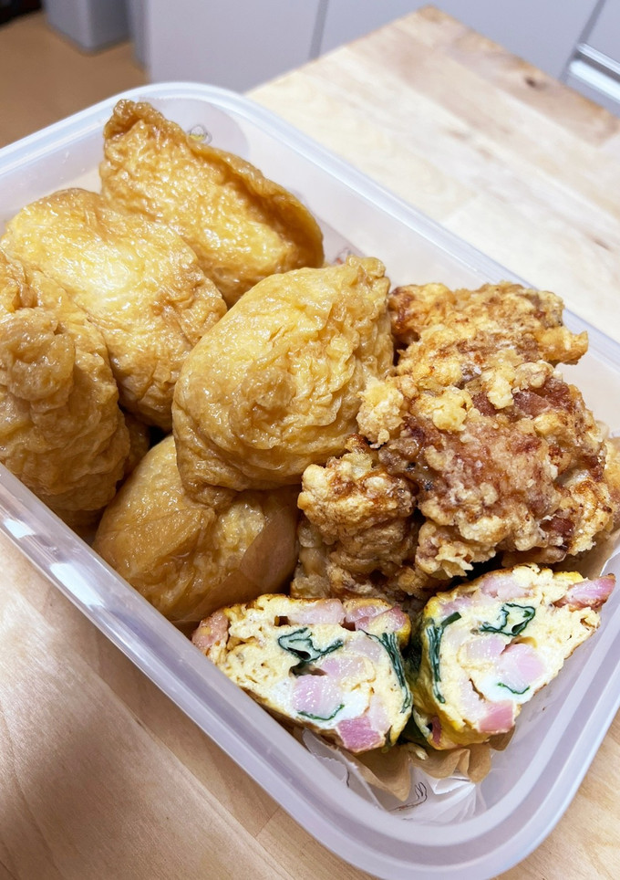 ベーコンとほうれん草の卵焼き☆お稲荷弁当-レシピのメイン写真