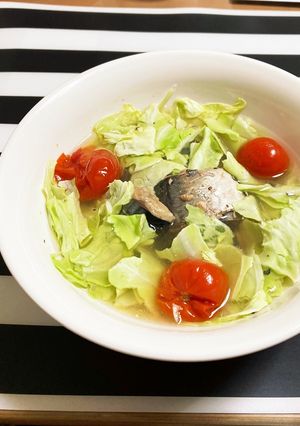 レンジ使用 サバ缶で簡単アクアパッツァ風-レシピのメイン写真