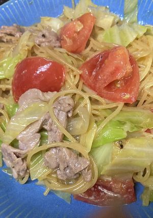 春キャベツとトマトの醤油スパゲッティ-レシピのメイン写真