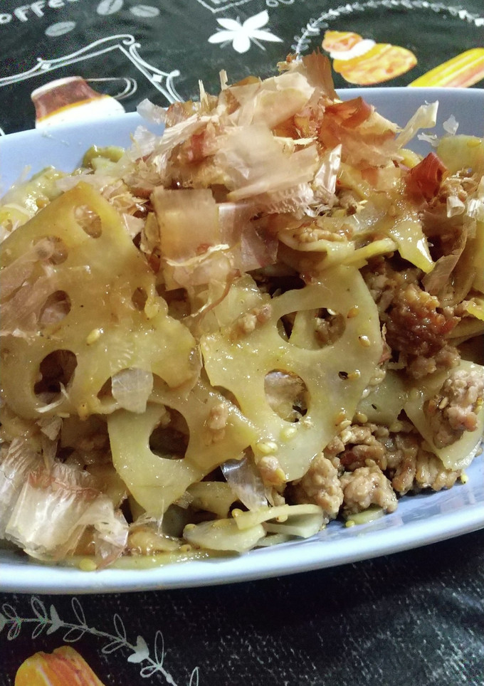 レンコンと挽肉のきんぴら風炒め-レシピのメイン写真