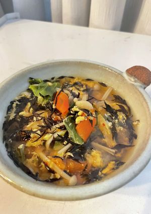 ひじきとキムチのかき玉味噌スープ-レシピのメイン写真
