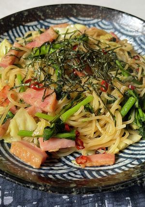 菜の花と春キャベツの和風スパゲティ-レシピのメイン写真
