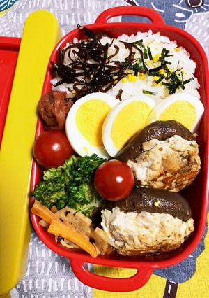 4/5 よっちゃん椎茸バーグ弁当-レシピのメイン写真