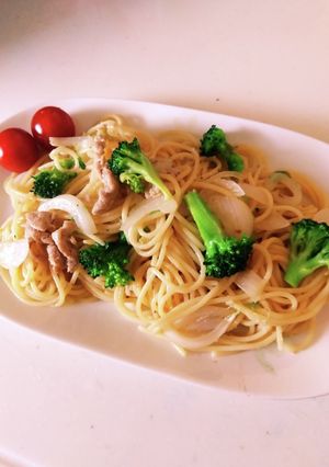 新玉ねぎと豚肉のパスタ-レシピのメイン写真