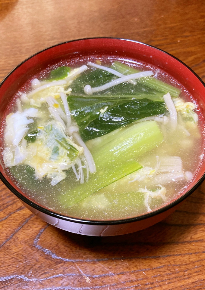 小松菜＆エノキの卵とじ中華スープ-レシピのメイン写真