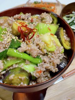 なすとちんげんさいの麻婆丼-レシピのメイン写真