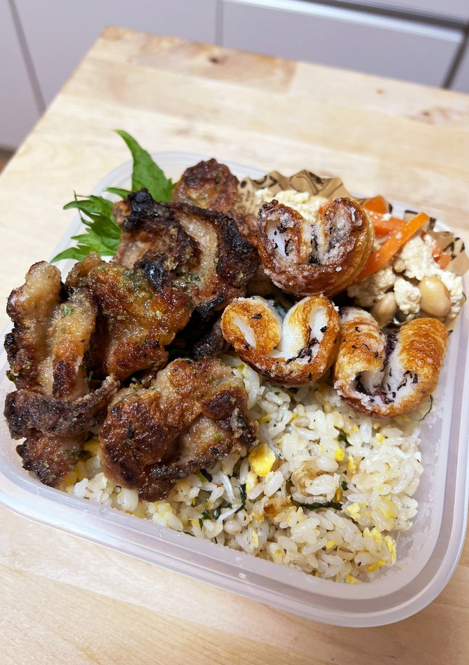 青のりの豚唐揚げ☆ゆかり味のちくわお弁当-レシピのメイン写真