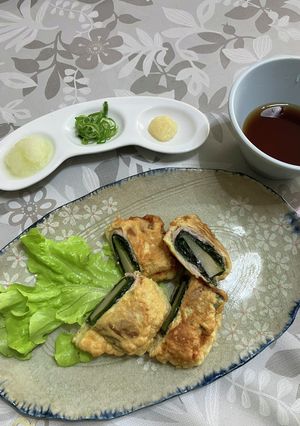 タケノコとワカメの豚ロール天ぷら-レシピのメイン写真