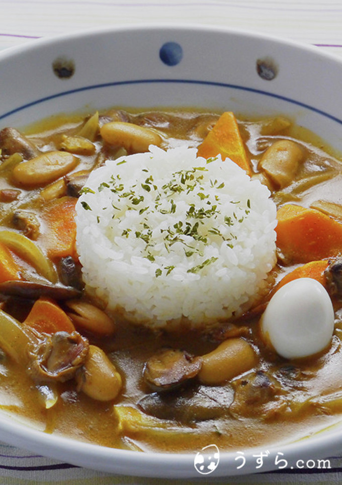 大福豆と貝のカレー【うずら.com】-レシピのメイン写真