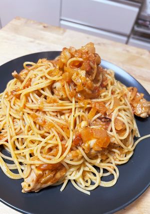 絶品！チキンの濃厚トマトソーススパゲティ-レシピのメイン写真