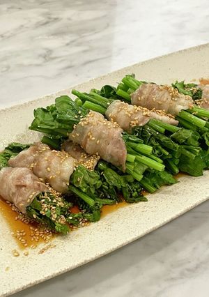 レンジで簡単！菜の花の豚バラ巻き-レシピのメイン写真