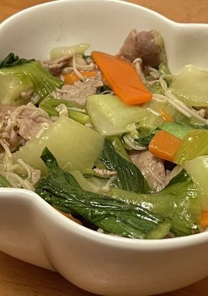 チンゲンサイと豚肉の中華丼-レシピのメイン写真
