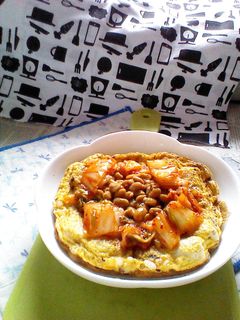 納豆キムチ載せ仙崎ちくわ入り玉子焼き-レシピのメイン写真
