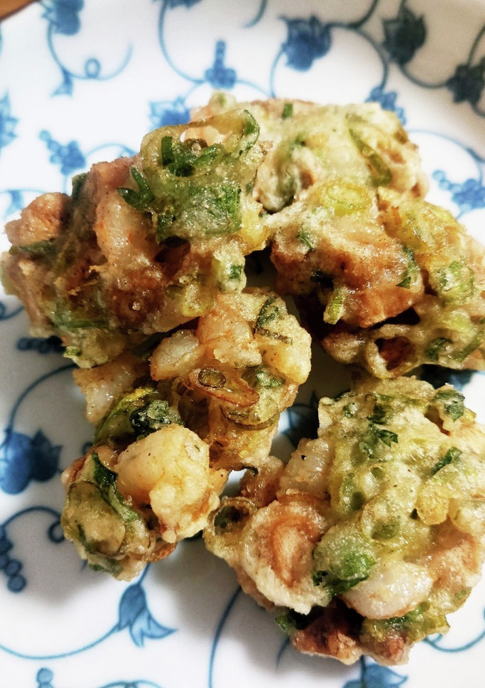簡単！海老と椎茸の石づきのかき揚げ♪-レシピのメイン写真