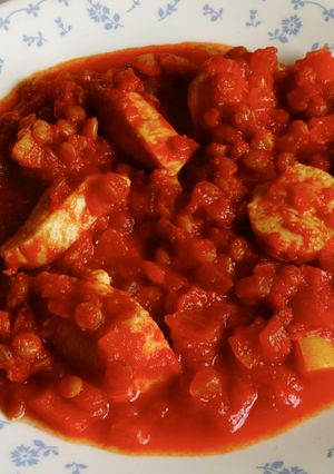 鶏むね肉とレンズ豆のあらごしトマト煮-レシピのメイン写真