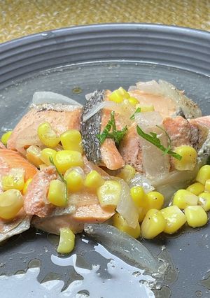 鮭（無塩冷凍）の減塩バター煮（圧力鍋）-レシピのメイン写真