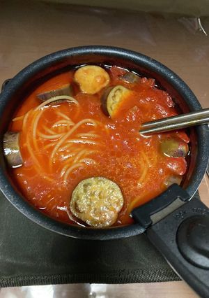 【ワンポット】トマトと茄子のスープパスタ-レシピのメイン写真