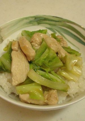春キャベツと鶏肉のオイスター炒めどんぶり-レシピのメイン写真