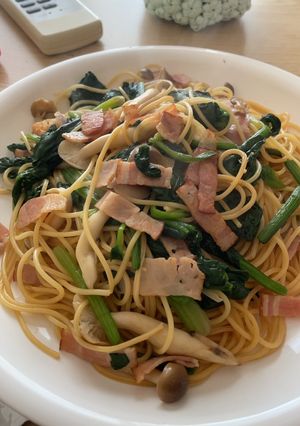ほうれん草とベーコンときのこの和風パスタ-レシピのメイン写真