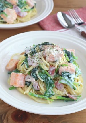 牛乳消費！鮭とほうれん草のクリームパスタ-レシピのメイン写真