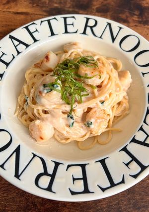 ホタテの和風味噌クリームパスタ-レシピのメイン写真