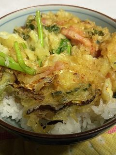 菜の花と春キャベツのかき揚げ天丼-レシピのメイン写真