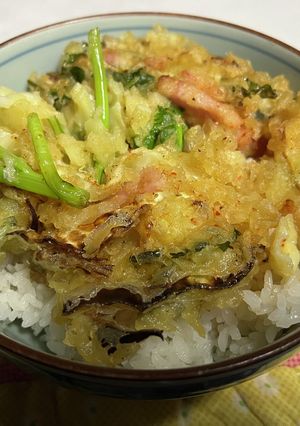 菜の花と春キャベツのかき揚げ天丼-レシピのメイン写真