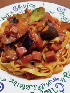 ランチョンミートとナスのトマトパスタ-レシピのメイン写真